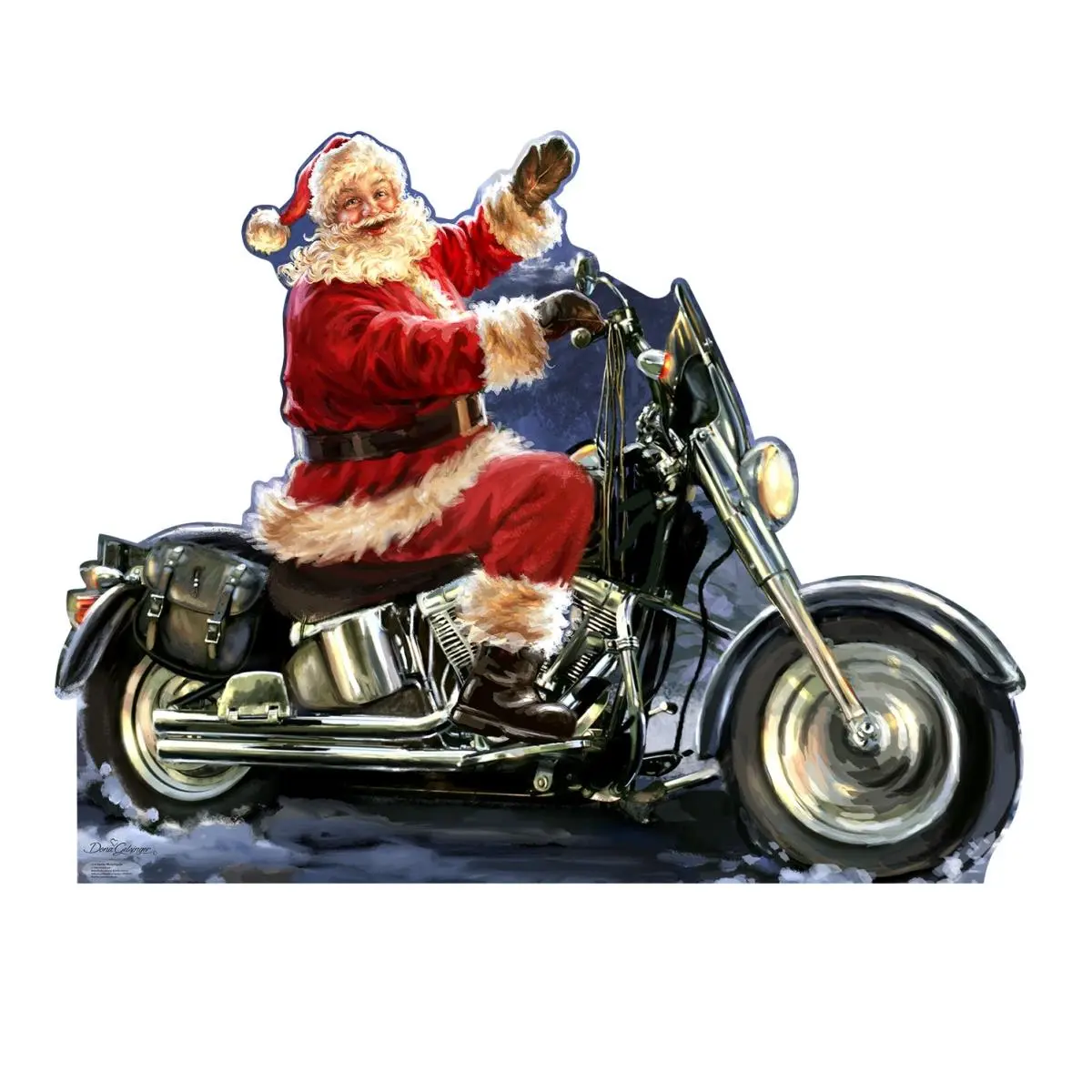 212 MAIN Dona Gelsinger Whimsical Art Christmas Santa Claus Motorcycle Cardboard Cutout - 45x59 in Large Decorative Artwork, Holiday Home Decor Standup for Home Supplies, 45 X 59 In