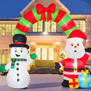 10 FT Long Snowman and Santa Christmas Inflatables Archway Outdoor Decoration, Blow Up Archway with Snowman and Santa, Christmas Inflatable with LED for Xmas, Outdoor, Yard, Garden, Lawn Decor