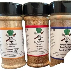 The Chef Pirates Grand Line Flavor Pack 3 Pack Includes Smoked BBQ Pineapple Mango & Hot Honey Chipotle Seasoning for Chicken Beef Pork Seafood Veggies Grilled Fruit