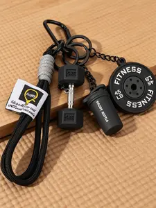 Fitness Themed Silicone Pendant, Contrasting Woven Lanyard, Barbell Piece Dumbbell Shaker Accessories, Backpack Key Pendant, Creative Gift For Sports Enthusiasts, Mini Equipment Keychain, Trendy And Cool Fitness Pendant|Bag Charms Accessory |Bag Pendant