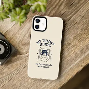 “Literally Me!” 🦝 Funny Raccoon Meme Case for iPhone 12 mini, “My tummy hurts” relatable quote cover, viral TikTok humor case — 975