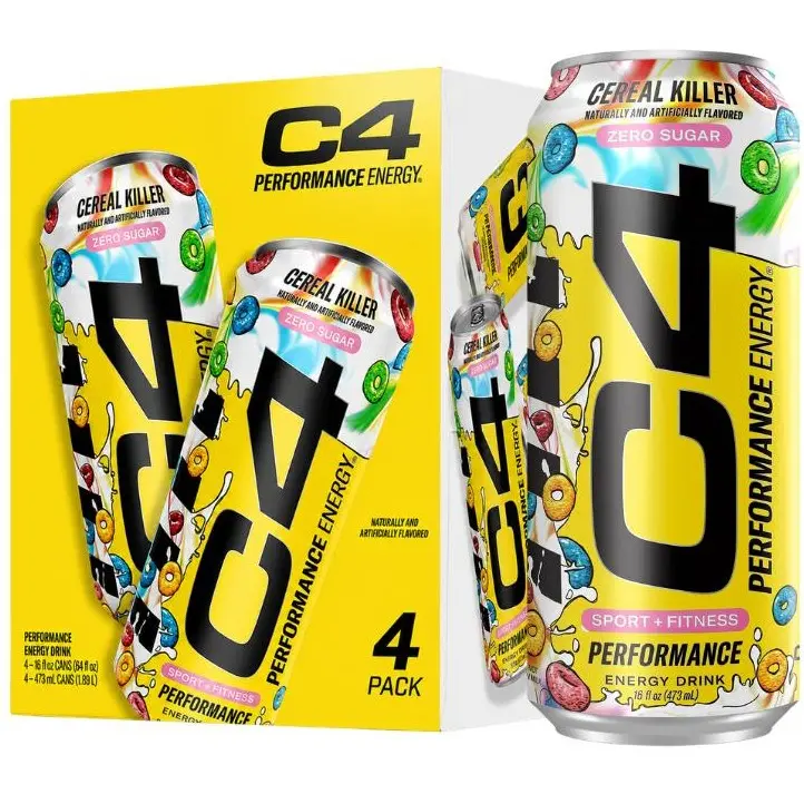 C4 Performance Sport Energy Beverage 4-Pack Cases - 0 Sugar, 16oz Cans, Sport & Brain Energizing Stamina Boost, Brain Energizing Sports Drink