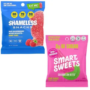 SmartSweets Sour Melon Bites & Shameless Red Raspberry - 3g Sugar Per Bag - Low Sugar Gummy Duo Pack - High Flavor - 91% Less Sugar Than Traditional Candy