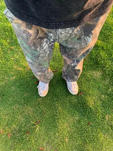 Washed and faded camouflage men's straight-leg jeans, street Y2K loose casual pants  Denim baggy pants