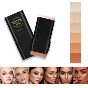 Foundation Concealer Stick, Dual-ended with Built-in Brush, Moisturizing & Lightweight