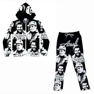 Unisex Hot Restock Cartel White Black Set Tracksuit, Luxury Design Cartel Inspired Zip-up Hoodies Sweatpants 2-Piece Tracksuit, Set Long Sleeve, Gift For Boyfriend