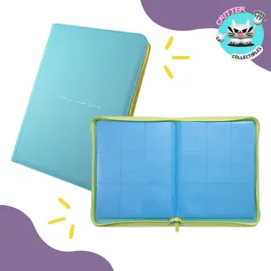 9-Pocket Card Binder with Yellow Zipper [Baby Blue]