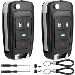 2 Pack Flip Key Fob Case Shell Replacement 4 Button for Chevy Cruze Equinox Camaro Impala Malibu Sonic Buick Regal Verano Encore Lacrosse GMC Terrain 2010 2011 2012 2013 2014 2015 2016 2017 2018 2019