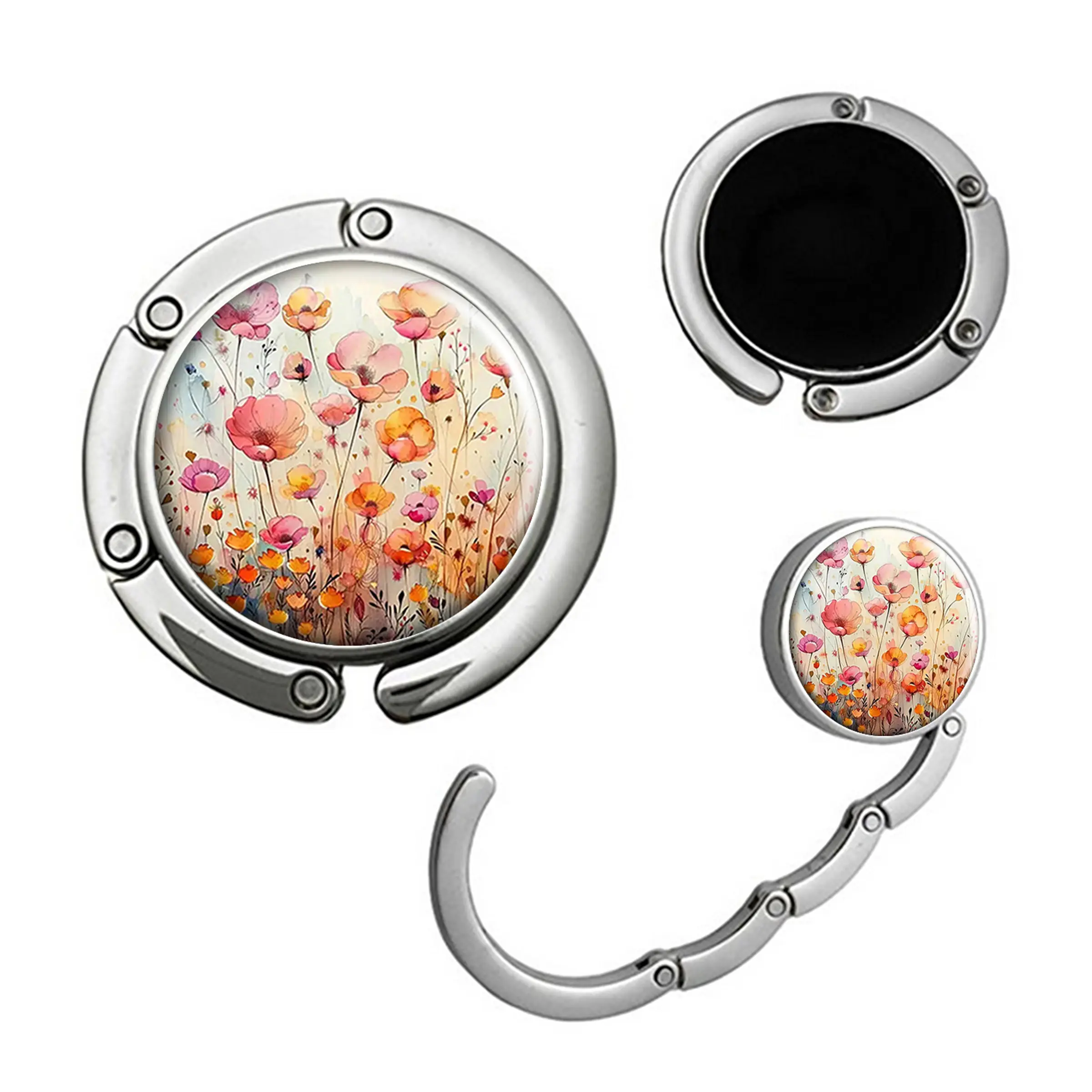 Beautiful Flowers Foldable Folding Purse Hook,Womens Bag Purse Hanger,Purse Holder Handbag Hanger Desk Table Bag Hooks for Women Bag Compact, Bag Accessories