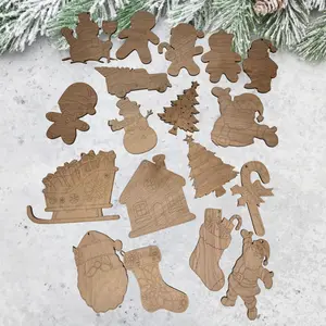 “Kids Christmas Paintable Wooden Ornaments – DIY Holiday Craft Kit – 4 Pack | Santa • Snowman • Trees • Gingerbread”