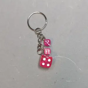 Bright Pink Dice Keychain - Cute and Fun Accessory for Keys or Bag, Durable and Practical