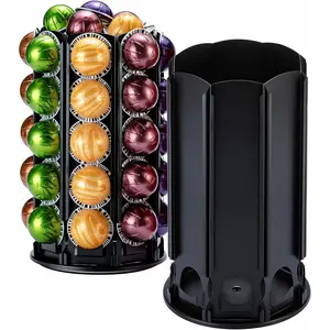 Coffee Pod Carousel Holder with Central Additional Pods Storage for VertuoLine Pods (40+ pods)