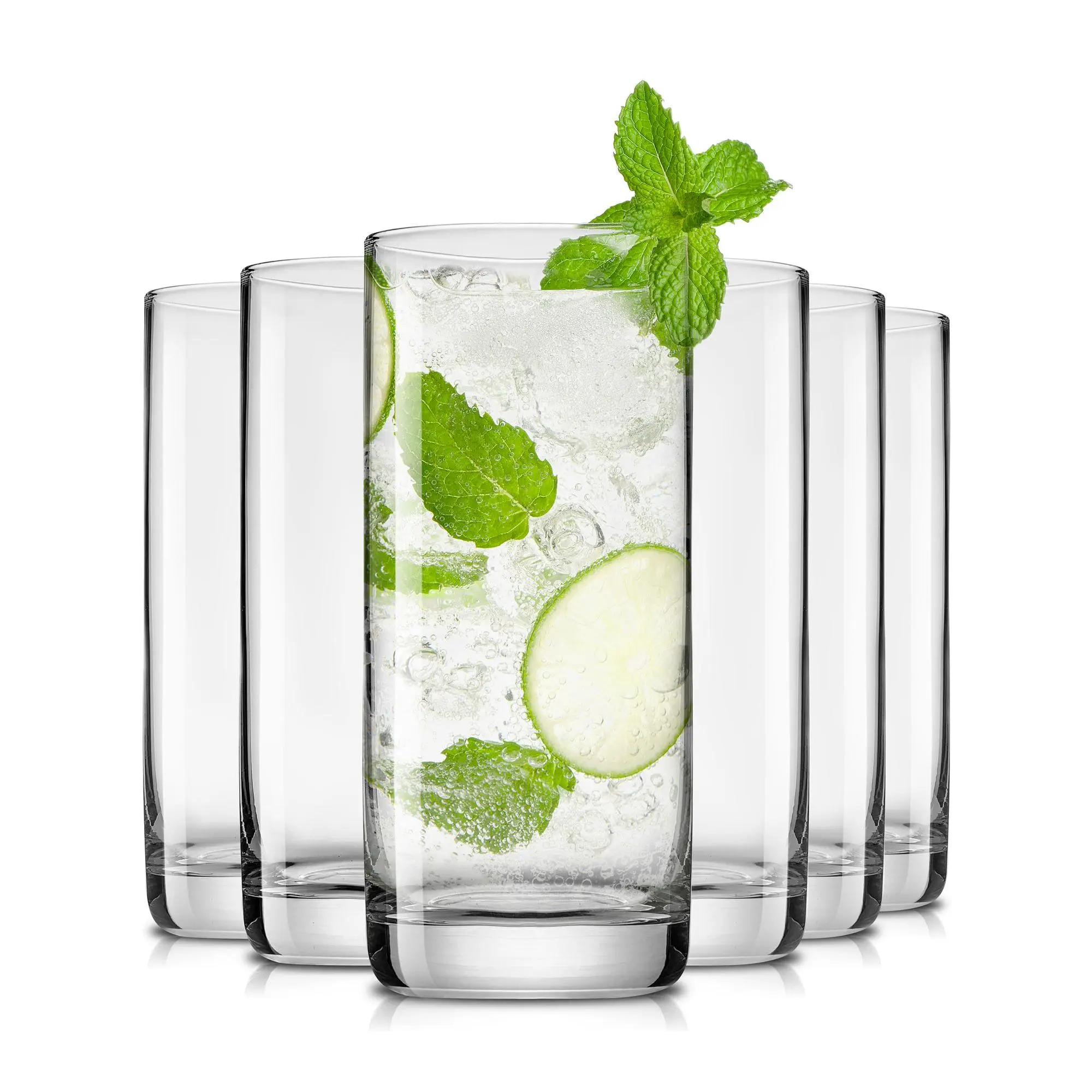 JoyJolt Set of (12) 13-oz Faye Crystal Highball Glasses JoyJolt Set of (12) 13-oz Faye Crystal Highball Glasses