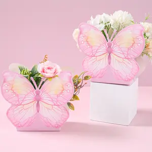 New Butterfly Flower Centerpieces Gift Box Butterfly Birthday Party Decor Kids Wedding Birthday Party Supplies Favors Baby Shower Gifts