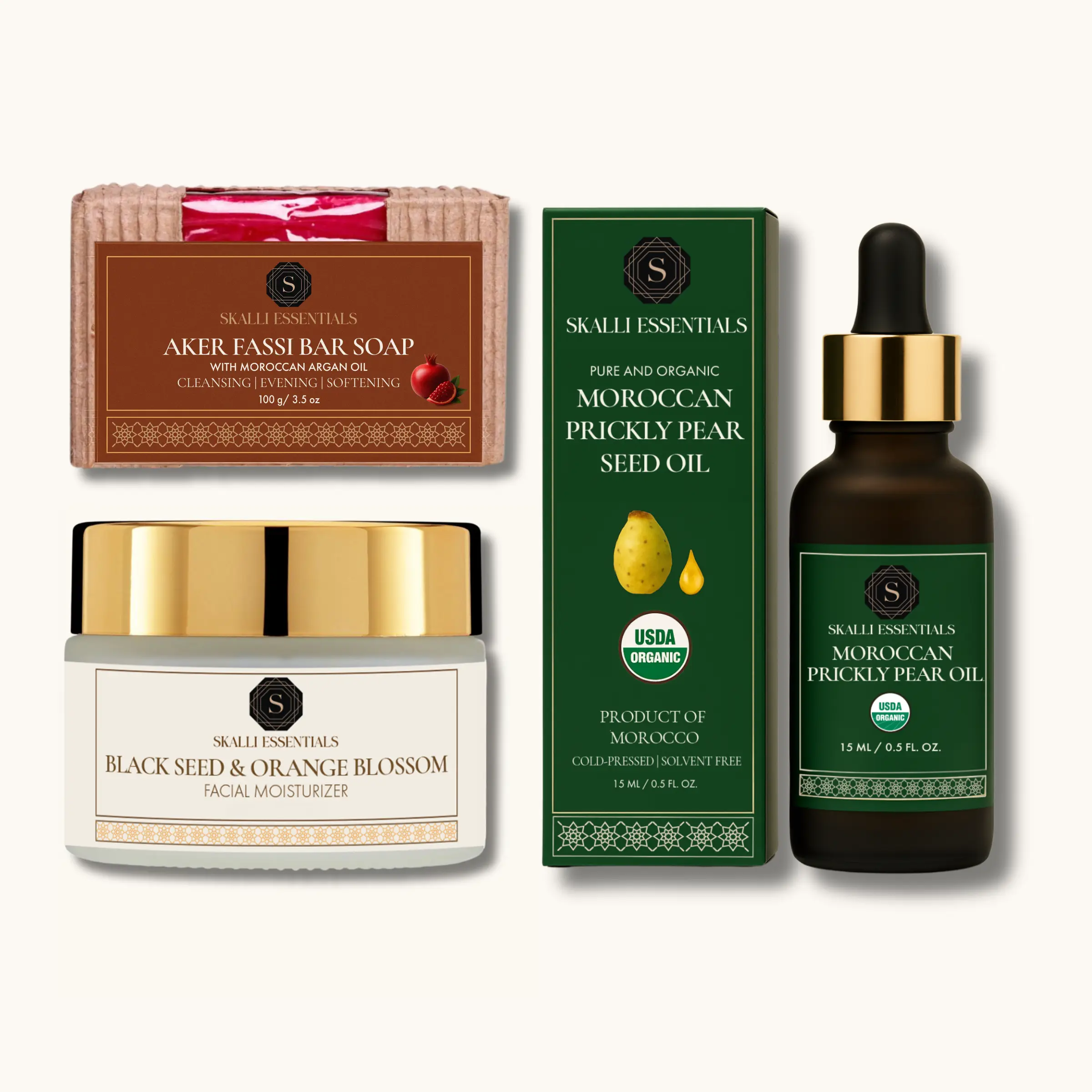 Hyperpigmentation Bundle | With Moroccan Prickly Pear Seed Oil, Black Seed & Orange Blossom Cream, Aker Fassi Soap