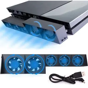 Cooling Fan for PS4, USB External Cooler 5 Fan Turbo Temperature Control Cooling Fans for Sony PlayStation 4 Gaming Console
