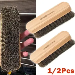 Horsehair Wooden Brush Car Detailing Tool for Dashboard Seat Handle Roof Cleaning Polishing Buffing Auto Interior Cleaner