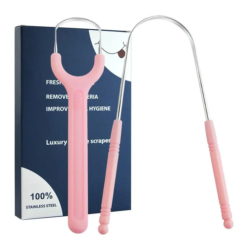 Professional Stainless Steel Tongue Scraper, Non-Slip Handle, Deep Cleaning Bacteria, Improves Breath, Unisex Oral Care Tool