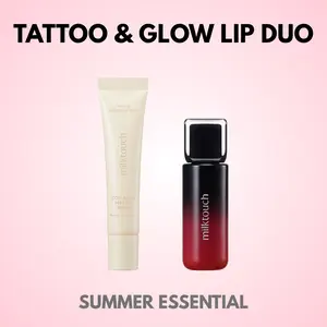 milktouch Tattoo & Glow Lip Duo┃ lip tattoo, lip stain, long lansting, moisturizing lip care hydrate lip balm makeup glossy hydrating moisturizer transfer-proof smudge-proof