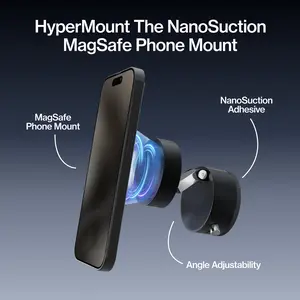 HyperMount Phone Mount | 66lb NanoSuction Sticks to Any Surface | MagSafe Phone Mount | 360° Adjustable | Never Blocks Air Vents | Small Portable iPhone Android