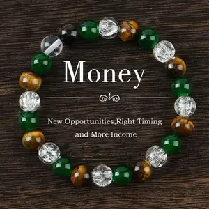 ChicBloom B Money Attraction Bracelet – Green Aventurine & Tiger Eye, Wealth, Money, jewelry protection bracelet encouragement gift fashion artificial bracelet of the day Colorblock Beaded Crystal Bracelet handmade