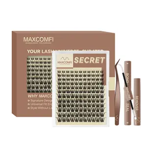 MaxComfi Secret Cluster Eyelash Clusters Kit - Individual Lashes Kit, Vibe-Enhanced, Long-Lasting, Waterproof, Super Soft, Thin Band, Natural Volume, Beginner-Friendly, DIY-Apply Daily Wear Cosmetic Eyelash Extensions Makeup