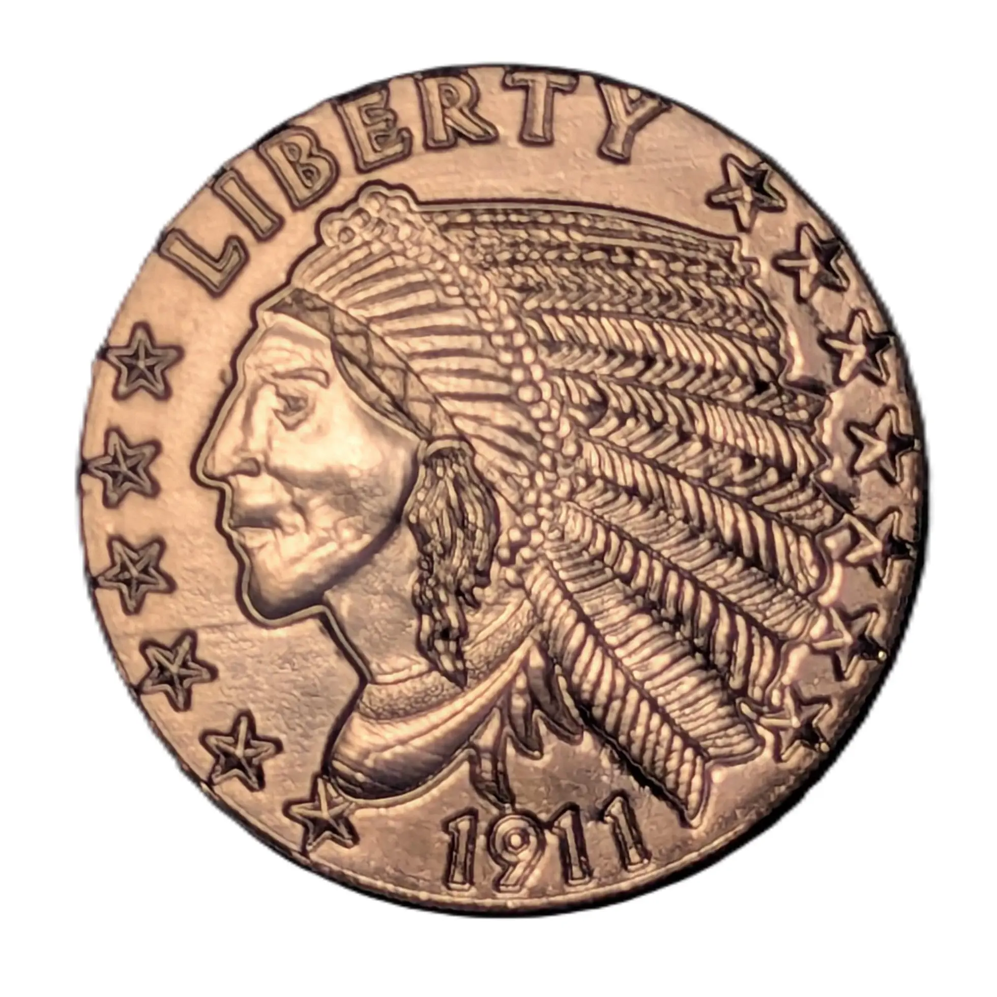 1911 Indian Head Incuse 1oz 1 oz Copper Historic Collectible Metal Round Decorative Statue - Home Decor Accent for Coin Collectors