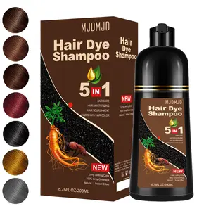 5-in-1 Black Hair Dye Shampoo – Covers Gray Hair in 10-15 Mins, Herbal Formula with Ginseng Extract, Natural Semi-Permanent Hair Coloring for Men & Women, black hairdye 200ml Ash Brown Haircare hair dye