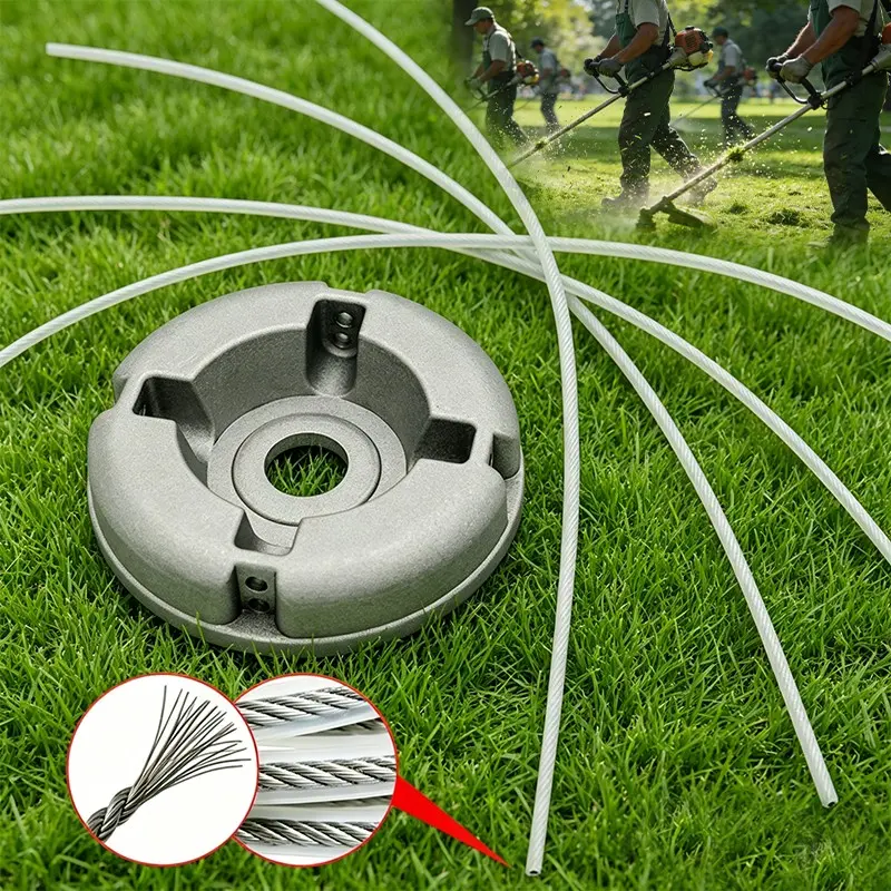 Universal Aluminum Lawn Mower Head, with 4 Trimming Lines, Anti-Tangle, Plug-and-Play, for Gasoline Mowers, Garden Replacement Accessories