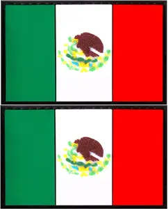 Mexico Flag Patch Mexico PVC Rubber Hook & Loop Fastener Patch for Hats, Tactical Bags, Jackets, Clothes Patch Team Military Patch（ 2 Pack）