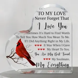 Heart Shaped Acrylic Ornament Romantic Gift for Girlfriend Boyfriend Anniversary Birthday Gift for Him Her Home Decor Symbol of Love and Affection gf wife letter pattern decorative ornament Decoration