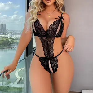 Rabbit Barbie Women's Push-Up Bust Lace Bodysuit, Hollow-Out Backless Lingerie Nightwear Uniform Set, Lace Bodysuits, Sexy