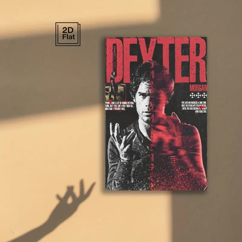 [2D Flat] 1 Piece Dexter Morgan Frameless Canvas Artwork for Walls, Waterproof, Black Style, Perfect for Decorating Living Room, Bedroom, Office, Hallway, or Study Room. An Ideal Gift for Fans