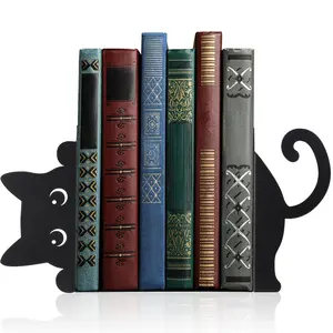 Adorable Kitten Metal Bookend - Iron Cat Book Holder Decor with Sitting & Standing Cat Figurines, Durable Bookends for Shelf Decoration, Desk Accessories Decor Suitable for Office, Library - Perfect Gift for Book Lovers
