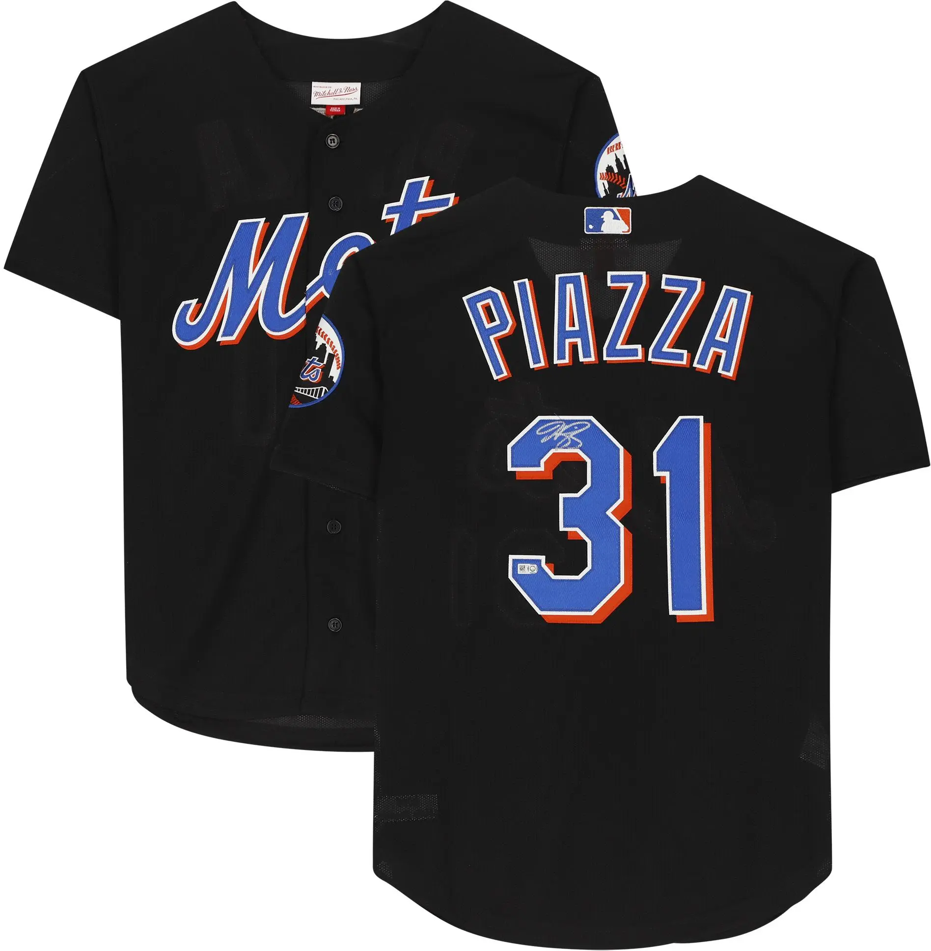 Mike Piazza New York Mets Autographed Mitchell and Ness Black Batting Practice Replica Jersey - Fanatics Authentic Certified