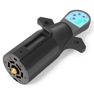 7 Pin Trailer Plug Tester, 7 Way Wiring Tester for RV, Round Trailer Light Tester for Truck, Pickup, Towing, Tow Wire Brake Blade 12V Connector, Automotive Circuit Tester, Copper Pins