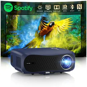 2200 ANSI Smart LED Movie Projector with Google TV Stick, Wifi Bluetooth, 4K HDR Support, DB Audio, Auto Focus, HDMI ARC, Low Latency, ZOOM, 6D Keystone Correction, Voice Remote, Wireless for Home Theater Video Gaming Ceiling Laptop