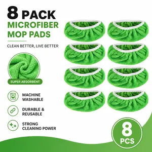 8-Pack Absorbent Washable Mop Pads, Eco-Friendly Reusable Microfiber Wet Dry Refills Compatible with Sweepers, Floor Cleaning Household Hack to Stop Buying Disposables