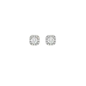 GLD Micro Clustered Diamond Earrings | 18k White Gold Plated with CZ Stones Earrings (Sold in Pairs) Lifetime Guarentee