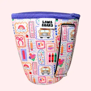 Teach & Sip Teacher Coffee Sleeve With Handle Attached Reusable Neoprene Cup Sleeve Eco-Friendly Comfortable Drink Sleeve for Iced Coffee Drinkware Accessories Teacher Gift Teacher Appreciation