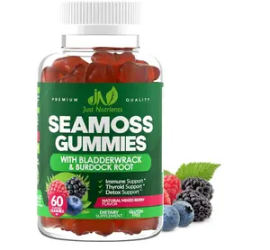 Sea Moss 3000mg Gummies with Bladderwrack and Burdock Root - Natural Irish Sea Moss Superfood for Immune, Thyroid and Detox Support - Extra Strength for Men & Women - Gluten-Free, Vegan - 60 Gummies