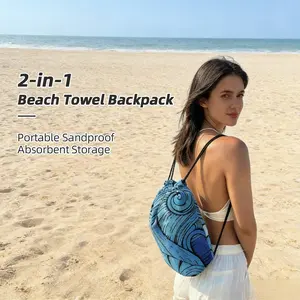 1 Pc 2-in-1 Beach Towel, 31.462.9inch / 80160cm, Sports Backpack Combo, Dual-use Design, Absorbent & Sandproof, Easy to Store, Works as a Backpack for Swimming Gear Storage, Soft & Quick-Drying, Two Pattern Options, Ideal for Personal Use & Gifting