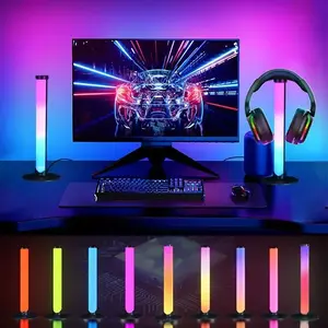USB Powered RGB LED Desk Lamp with Headphone Stand, Ambient Lighting Multifunctional Led Light, 1/2 Counts Color Changing LED Desk Lamp with, Gaming Desk Accessories for Gaming Room, Office, and Party Decor, RGB Lighting Effects