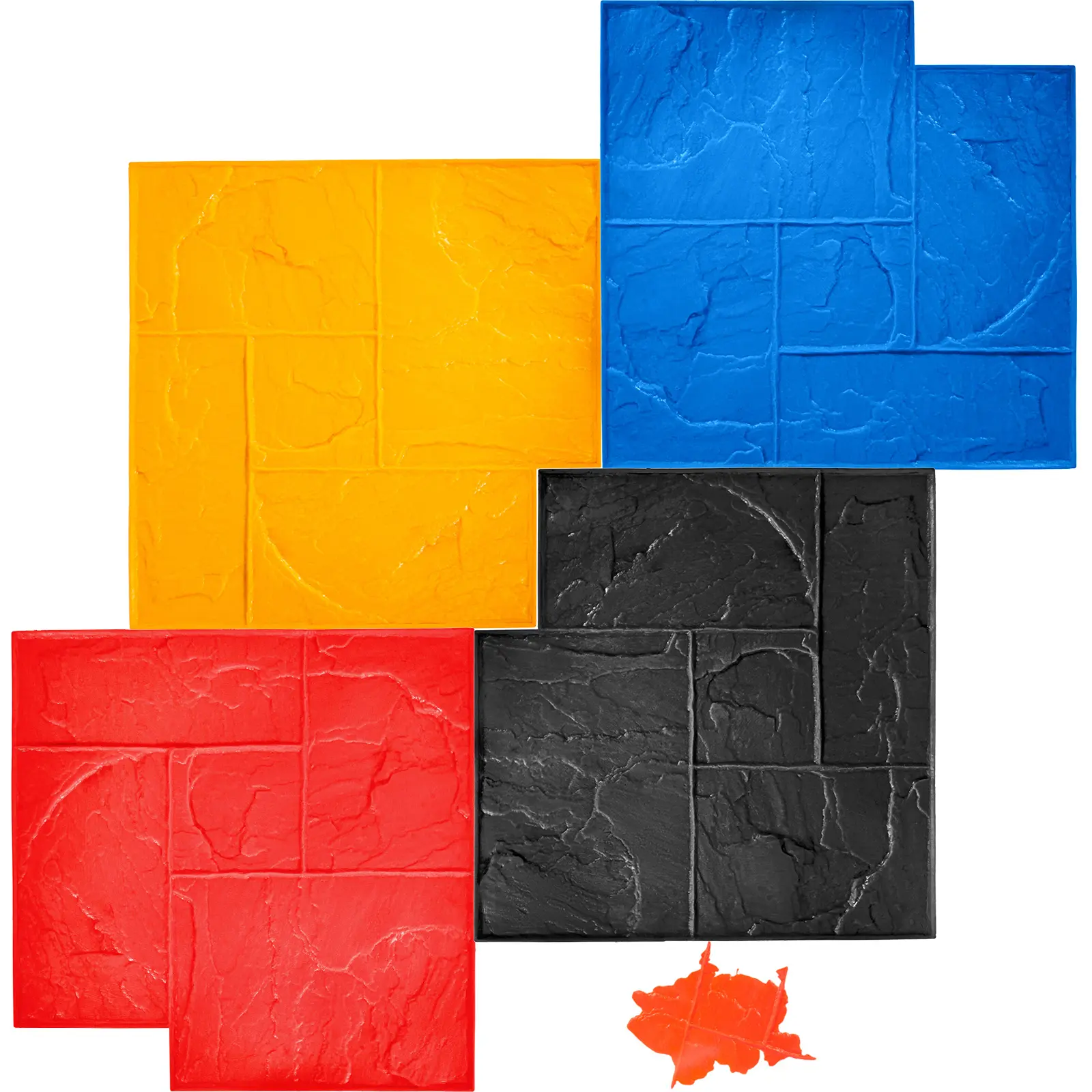 【Summerfinds】VEVOR Concrete Texturing Skin 24\"x24\" Concrete Stamps Mats SetPolyurethane Concrete Stamping MatsSlate Concrete Stamps4 PCS Realistic Concrete Texture MatConcrete Stamps for Walls/Floors