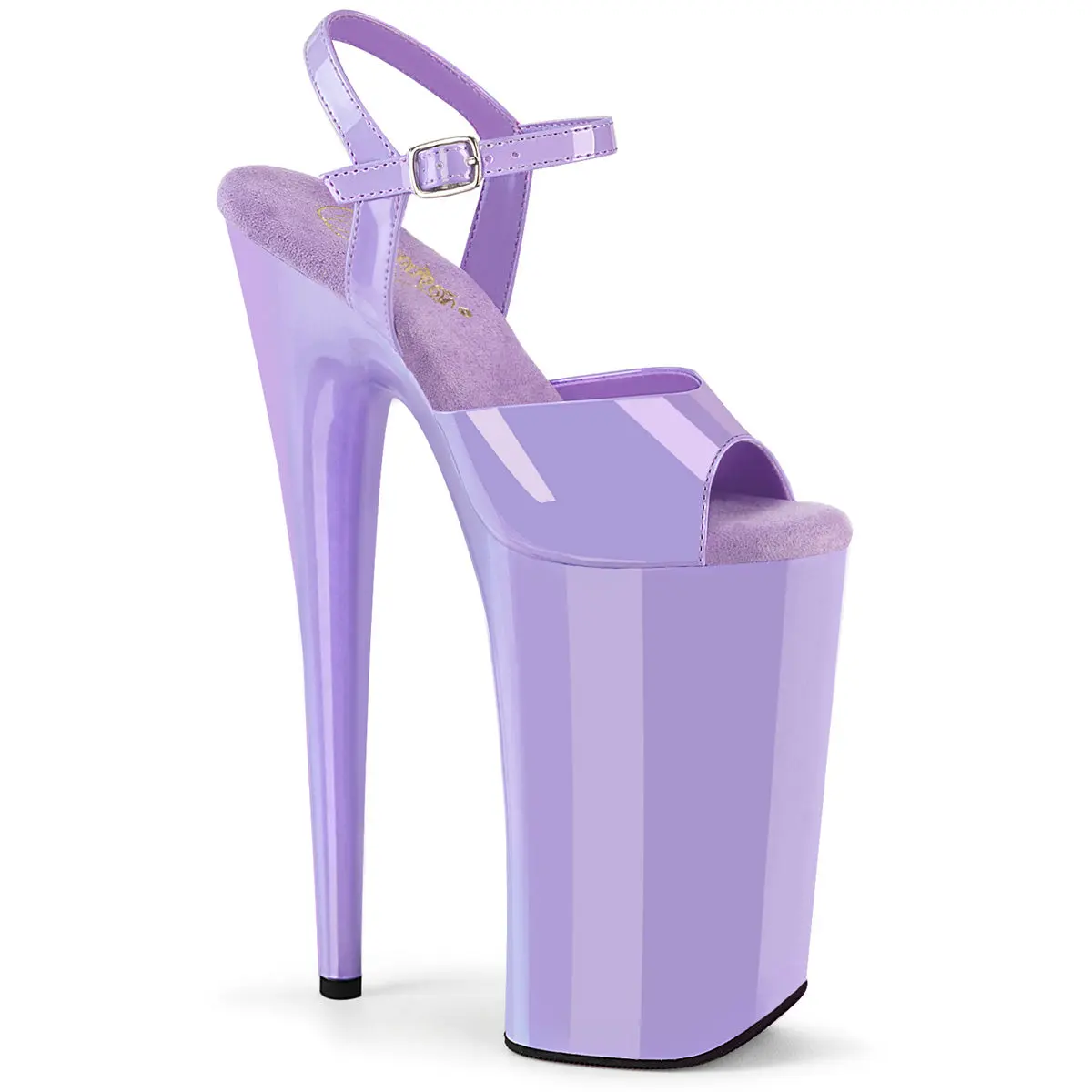 Women's Elegant Fashion Heeled Footwear - BEYOND-009 Lavender Patent Shoe, 10-in Platform High Heels, Classy, Stylish, Platform Heels, Ankle Strap Sandal, Statement Shoes, Extreme Height, Patent Leather, 6 1/4" (160Mm), Figure