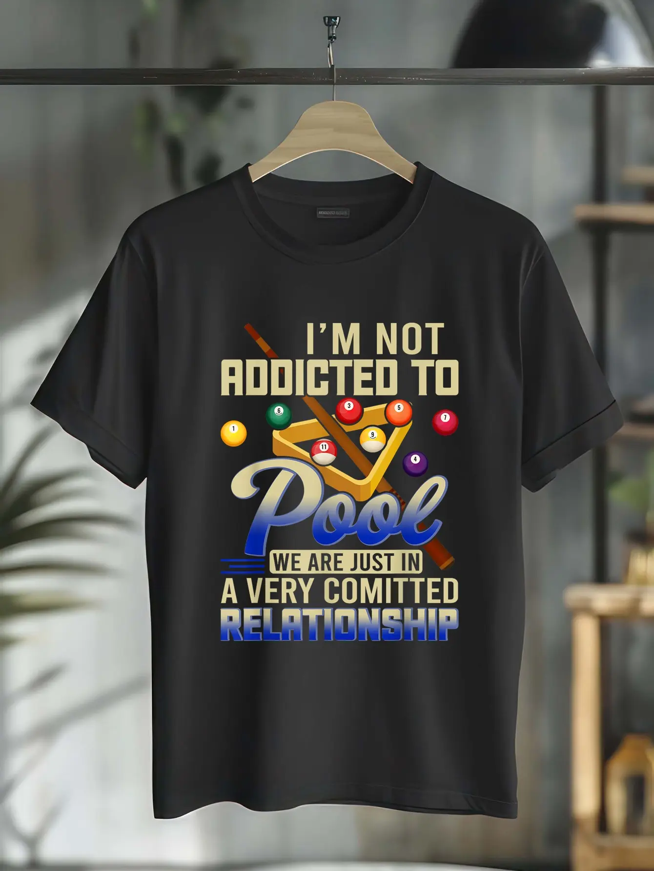 Women's 100% Cotton Casual Short-Sleeve Distressed Graphic Round Neck 8-Ball Billiards T-Shirt, Pool Player Gift Top, Shortsleeve, Tshirt, Vintage