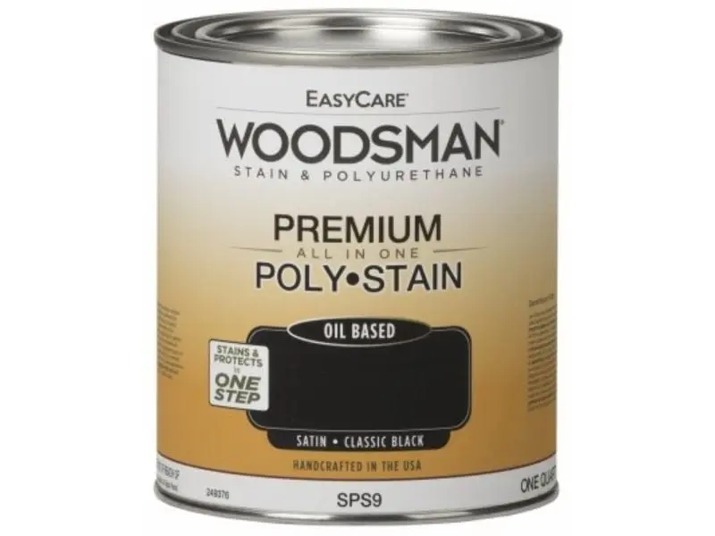 212 MAIN Easy 1-Step Oil-Based Woodsman Stain & Polyurethane, 1 Qt, Classic Black, Satin Finish, Wood Grain Enhancer, Long-Lasting Protection for Automotive & Motorcycle Wood Surfaces, Easy One Step