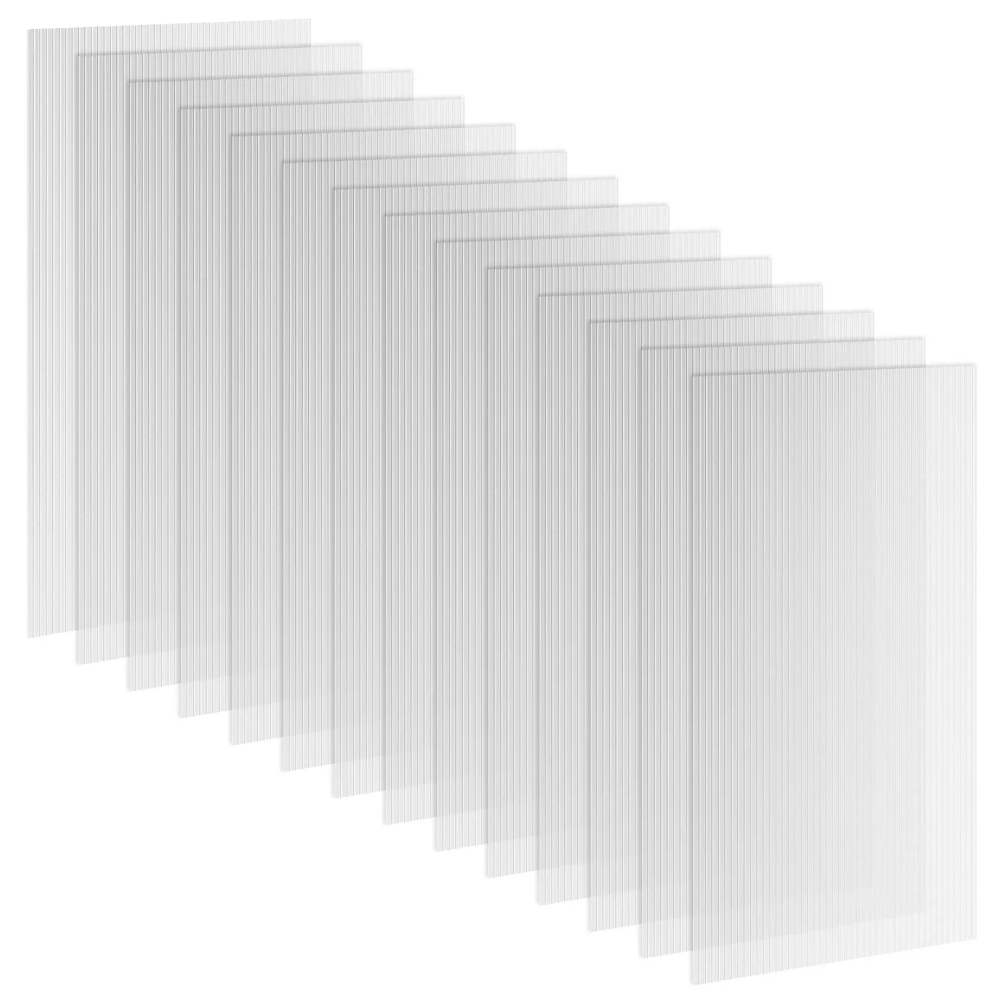 Outsunny 14 Piece Pack of Polycarbonate Greenhouse Panels, 4' x 2' x 0.16" Twin-Wall Polycarbonate Panels, Waterproof and UV Protected Plastic Sheets, Clear