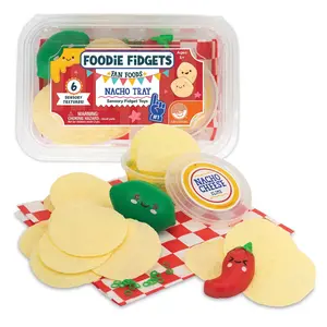 Foodie Fidget Fan Foods – Nacho Tray Sensory Toy Set with Flexible Chips, Nacho Cheese Slime & Tactile Toppings – Calming Fidget Play for Kids Ages 5+