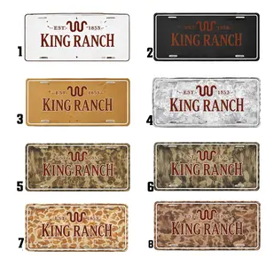King Ranch EST 1853 Front License Plate - Custom Camo & Rustic Aluminum Car Tag - Western Heritage Truck Decor - Gift for Ranchers